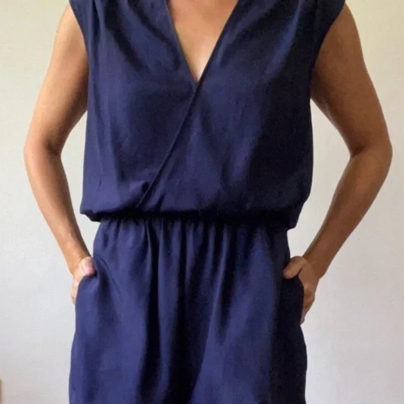 J. Crew Sleeveless Navy Blue V-Neck Romper - Picture 4 of 14